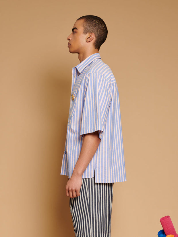 Verano Boxy Striped Shirt Orange, Blue / Z