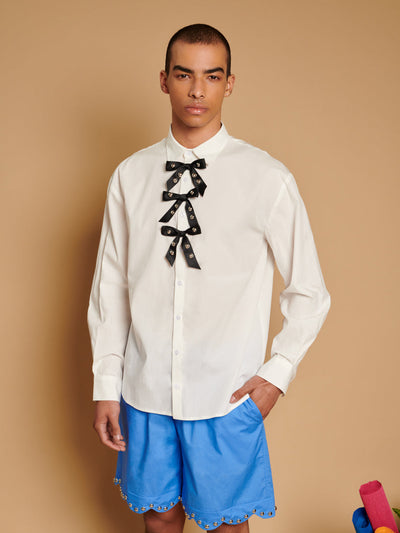 Porcelain Bows Shirt Pearled White / Z