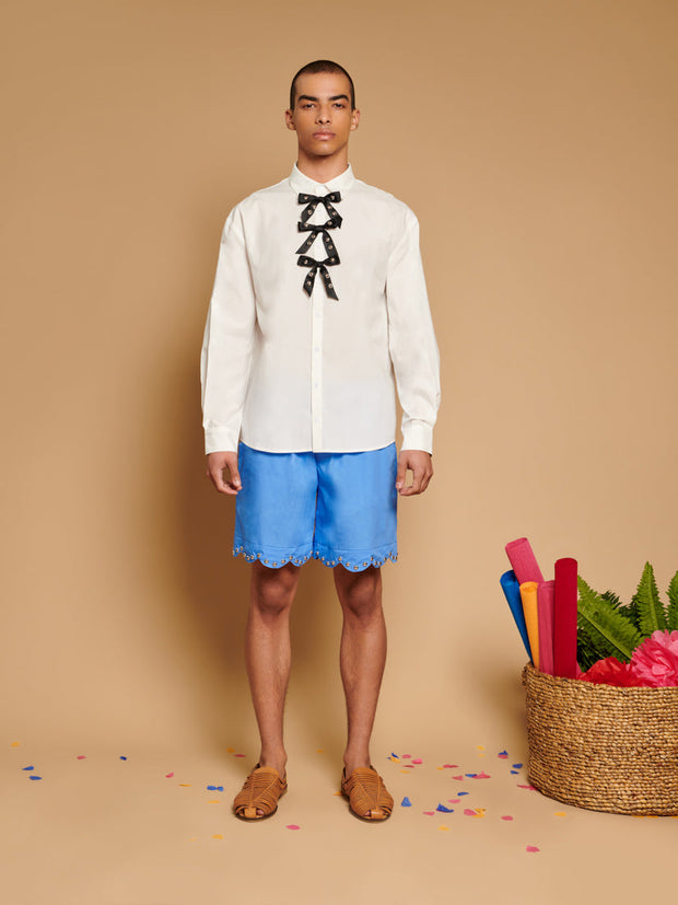 Porcelain Bows Shirt Pearled White / Z