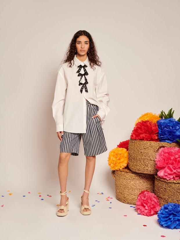 Porcelain Bows Shirt Pearled White / Z