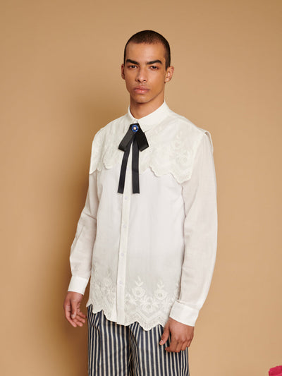 Mariana Caped Shirt Pearled White / Z
