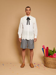 Mariana Caped Shirt Pearled White / Z