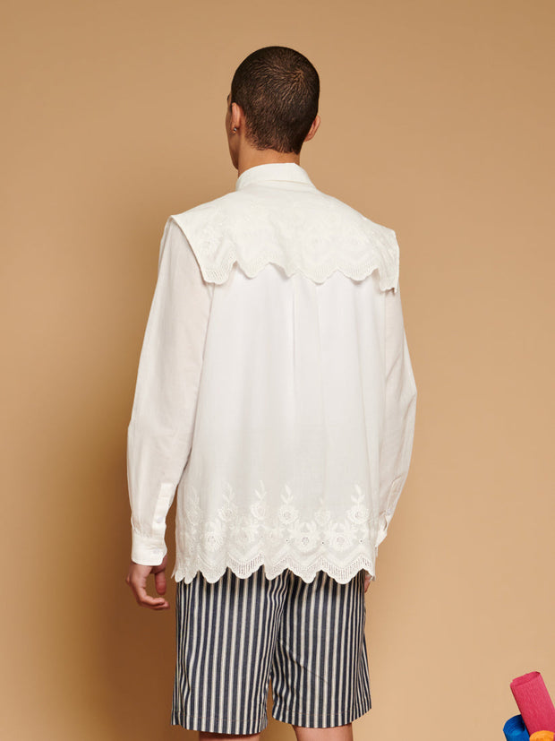 Mariana Caped Shirt Pearled White / Z