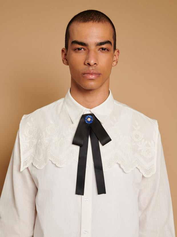 Mariana Caped Shirt Pearled White / Z
