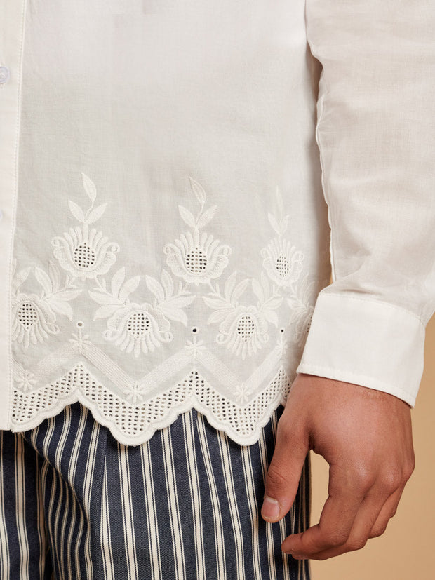 Mariana Caped Shirt Pearled White / Z
