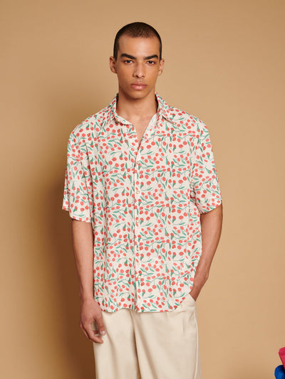 Cerise Mini Print Shirt Red, Green, White / Z