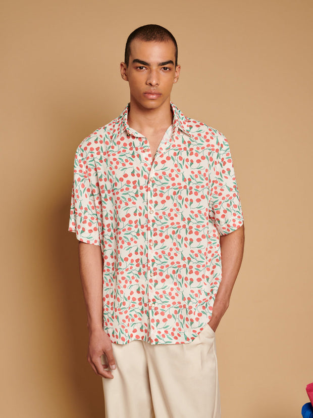 Cerise Mini Print Shirt Red, Green, White / Z
