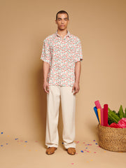 Cerise Mini Print Shirt Red, Green, White / Z