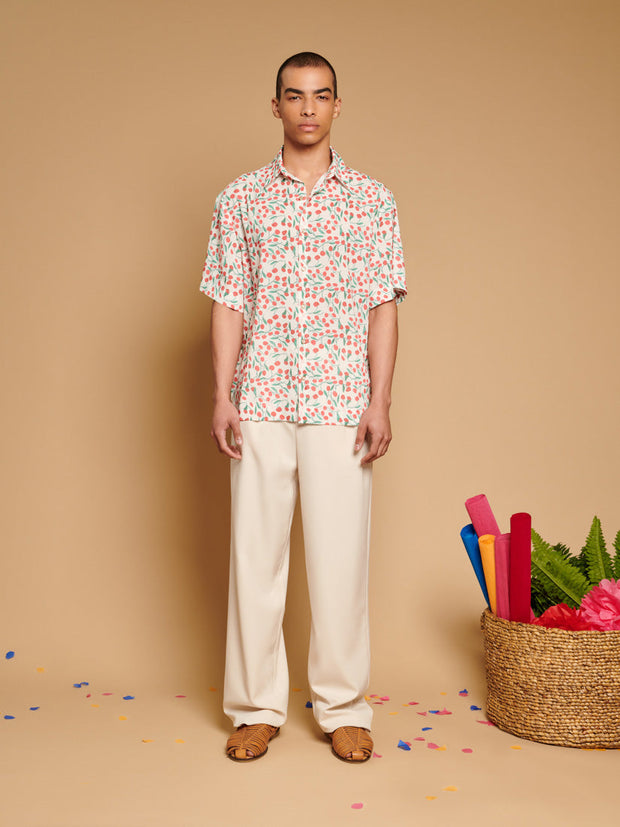 Cerise Mini Print Shirt Red, Green, White / Z