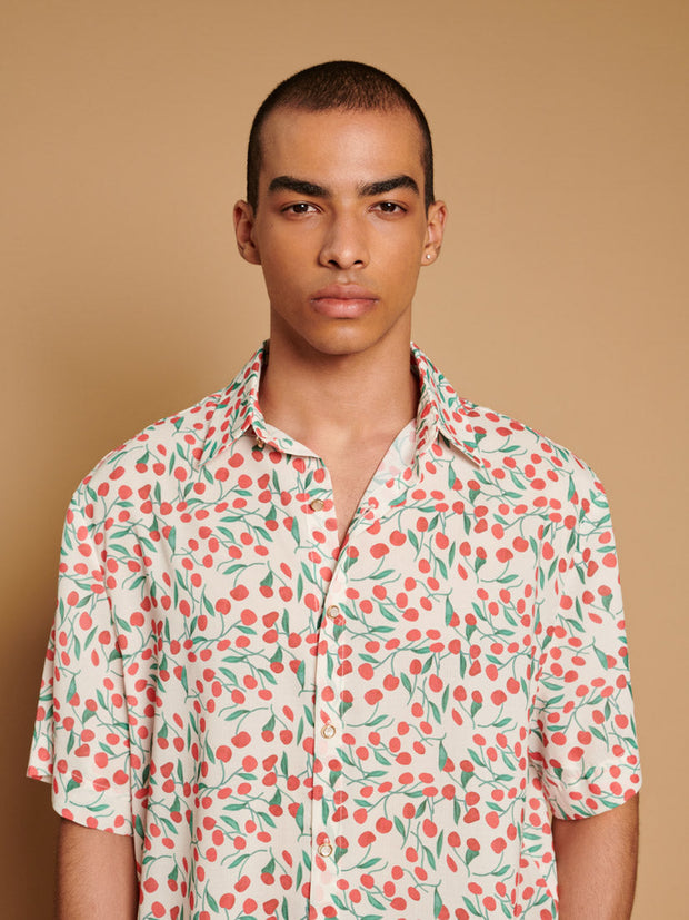 Cerise Mini Print Shirt Red, Green, White / Z