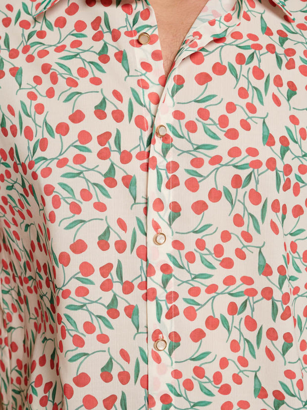 Cerise Mini Print Shirt Red, Green, White / Z