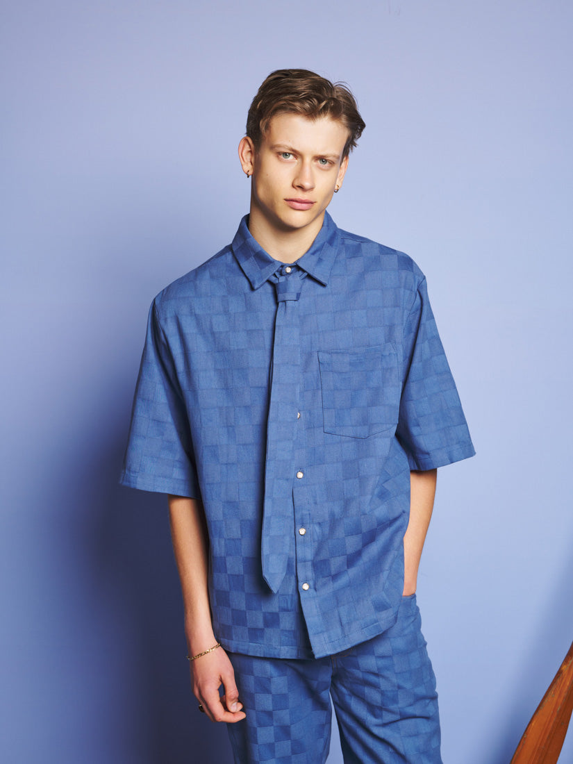 Cabin Embossed Denim Boxy Shirt
