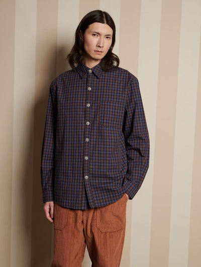Aubrey Check Shirt Navy Blue / Z