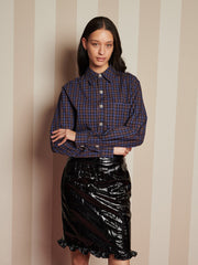 Aubrey Check Shirt Navy Blue / Z