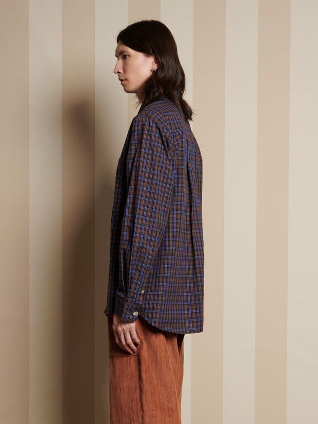 Aubrey Check Shirt Navy Blue / Z