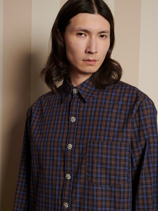 Aubrey Check Shirt Navy Blue / Z