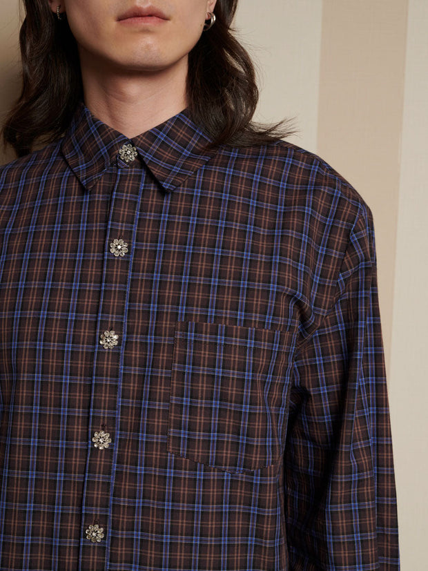 Aubrey Check Shirt Navy Blue / Z