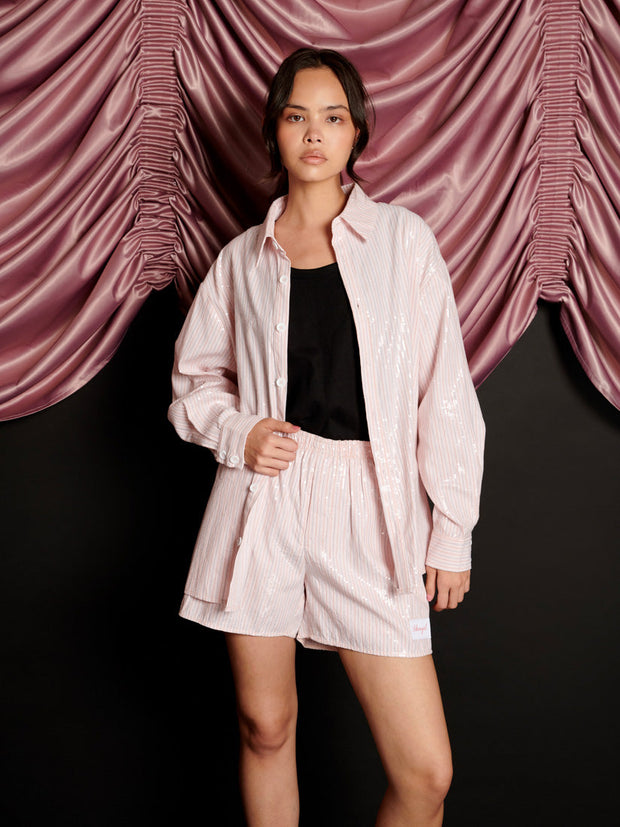 Rowan Sequin Stripe Shirt Baby Pink / Z
