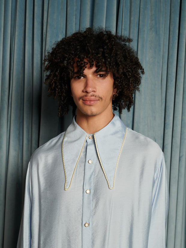 Augie Retro Collar Shirt Baby Blue / Z