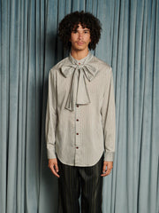 Arthur Stripe Bow Shirt Dusty Blue / Z