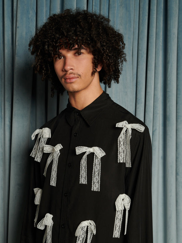 Gibson Lace Bow Shirt Coal Black / Z