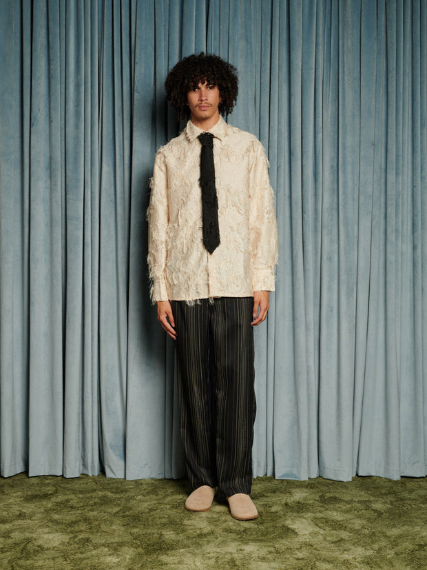 Lens Frayed Overshirt Cream Ivory / Z