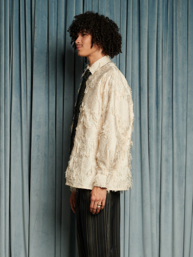 Lens Frayed Overshirt Cream Ivory / Z