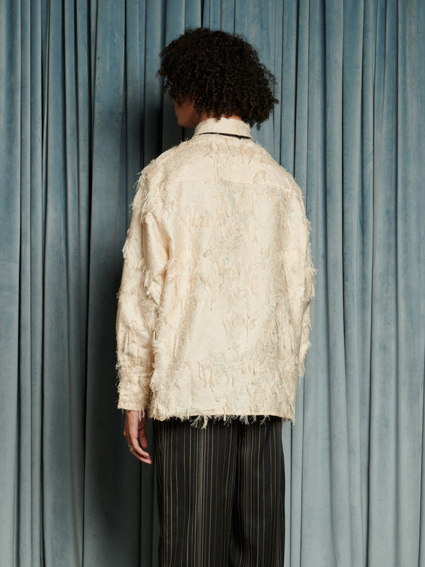 Lens Frayed Overshirt Cream Ivory / Z
