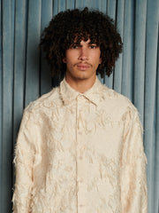 Lens Frayed Overshirt Cream Ivory / Z