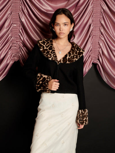 Velma Faux Fur Cardigan Coal Black / Z