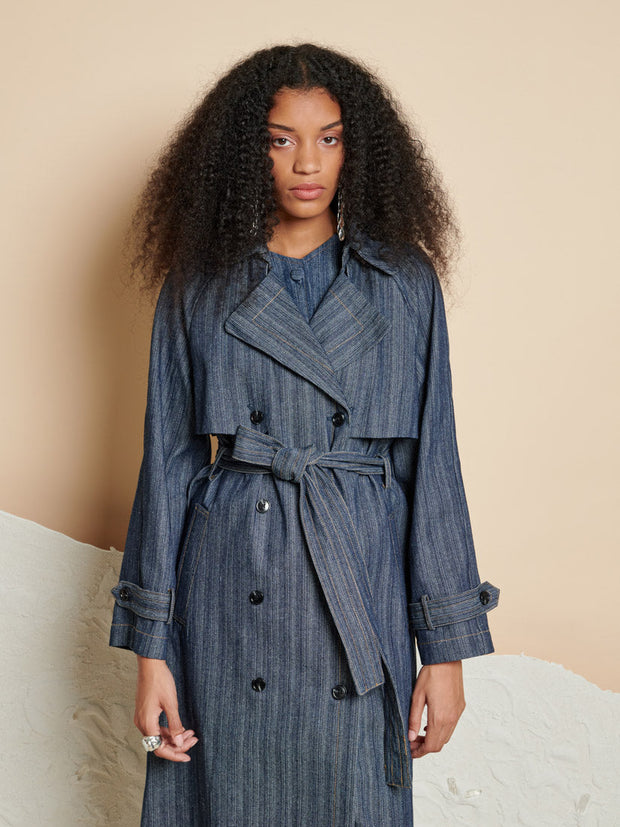 <b> Ghospell </b> Blakely Denim Trench Coat