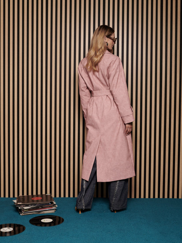 <b> Ghospell </b> Dusty PU Trench Coat