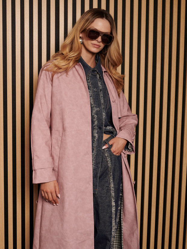 <b> Ghospell </b> Dusty PU Trench Coat