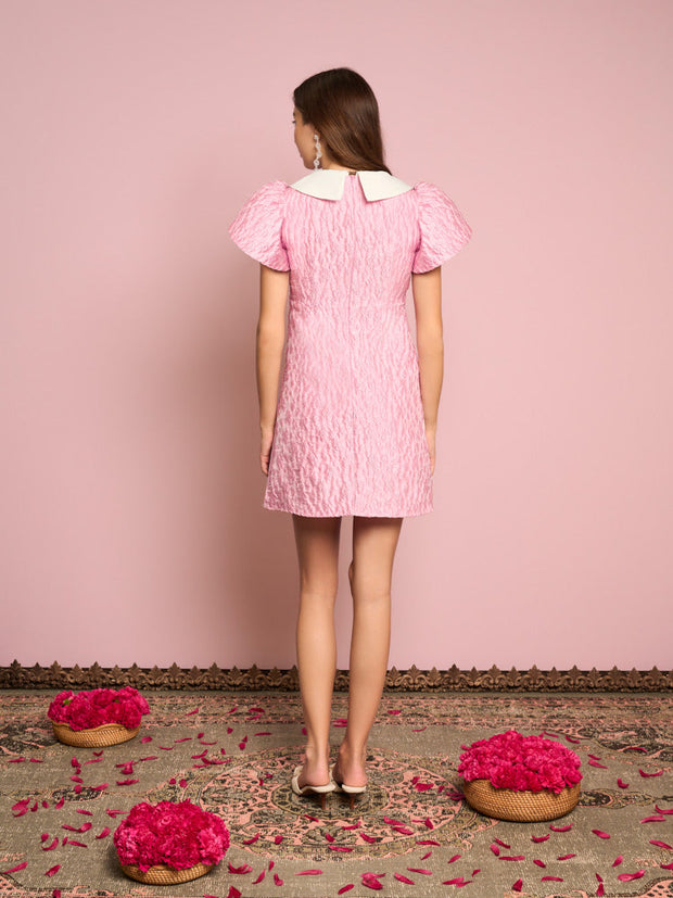 Pink Terracotta Jacquard Dress