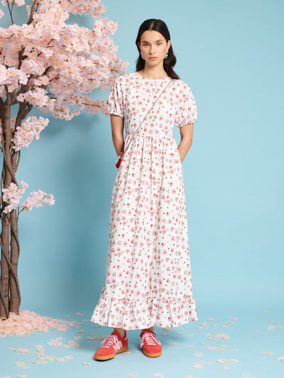 sister jane pink floral dress Sister Jane Pink Petalled Mini Wrap Dress puff sleeves sheer floral pastel S
