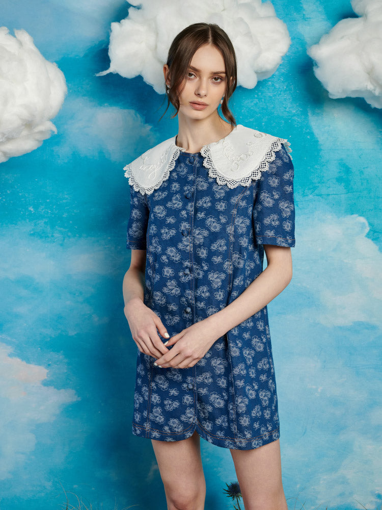 Sister Jane WILDFLOWER デニム ワンピース Wildflower Denim Mini Dress – Sister Jane