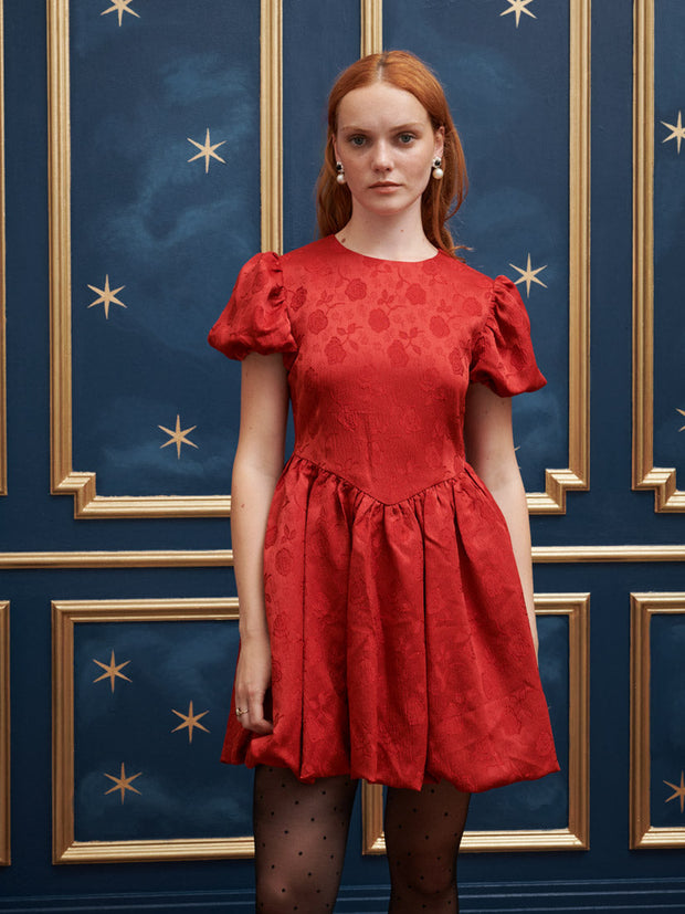 red & pink jacquard janie mini dress Hyacinth House Pale Pink Jacquard Janie Mini Dress Pale Pink Jacquard / L