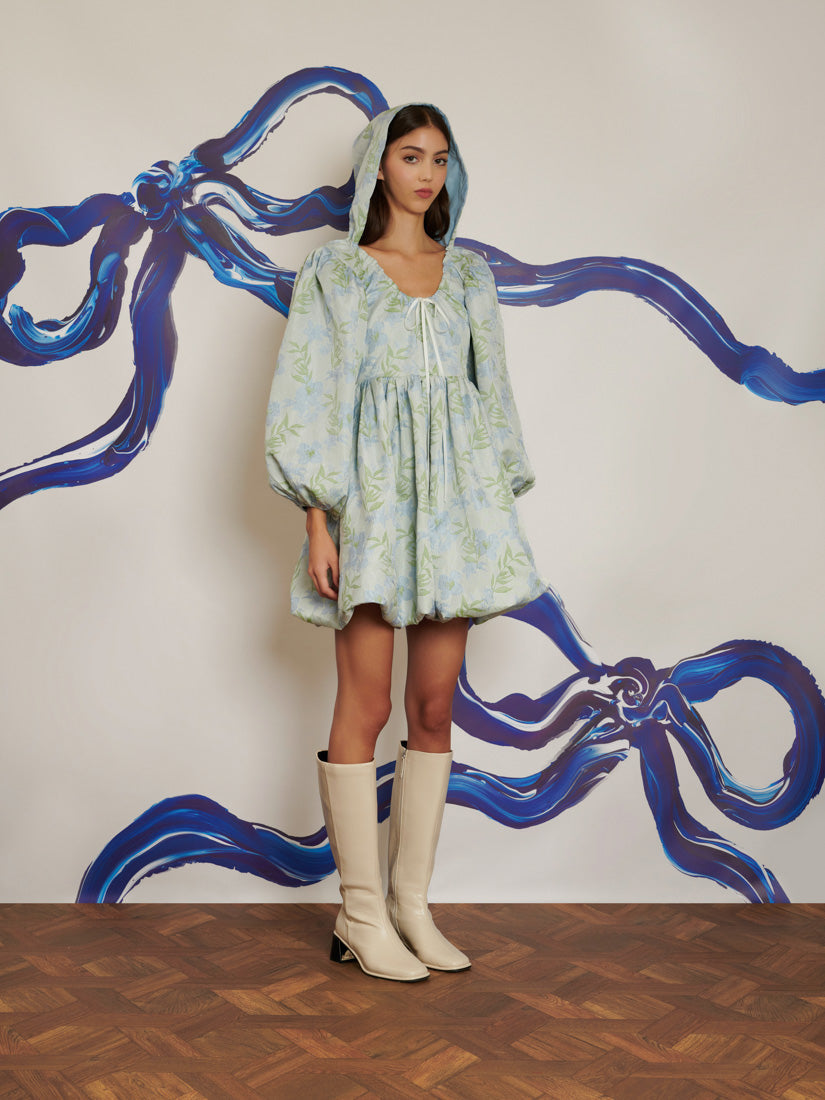 【sister jane】× P0PPY  Floral Hood Bubble Hem Mini Dress Floral Hood Bubble Hem Mini Dress – Sister Jane