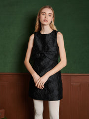 Frieze Jacquard Bow Dress Coal Black / Z