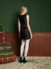 Frieze Jacquard Bow Dress Coal Black / Z