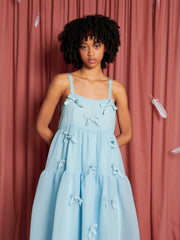 Birdie Bow Midi Dress Baby Blue / Z