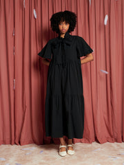 Heron Bow Midi Dress Coal Black / Z