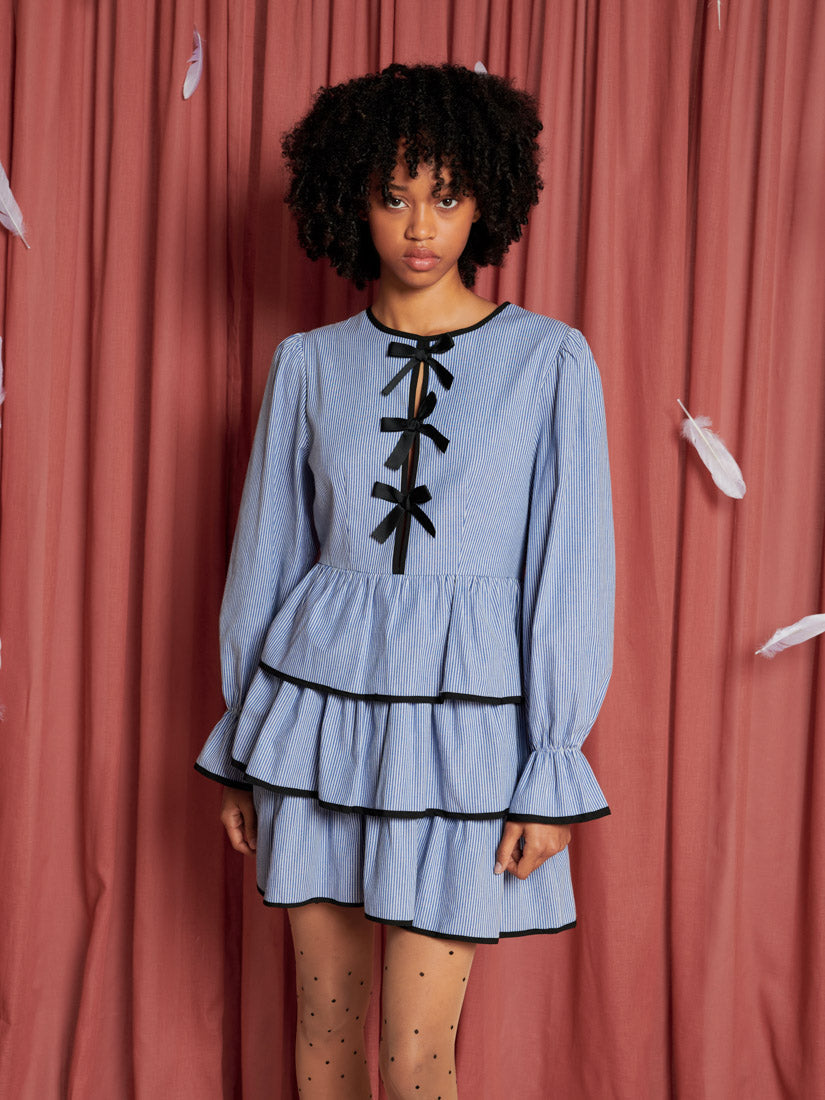 sister jane mini smock dress Sister Jane Mini Smock Dress With Oversized Bow And Volume Sleeves in Red