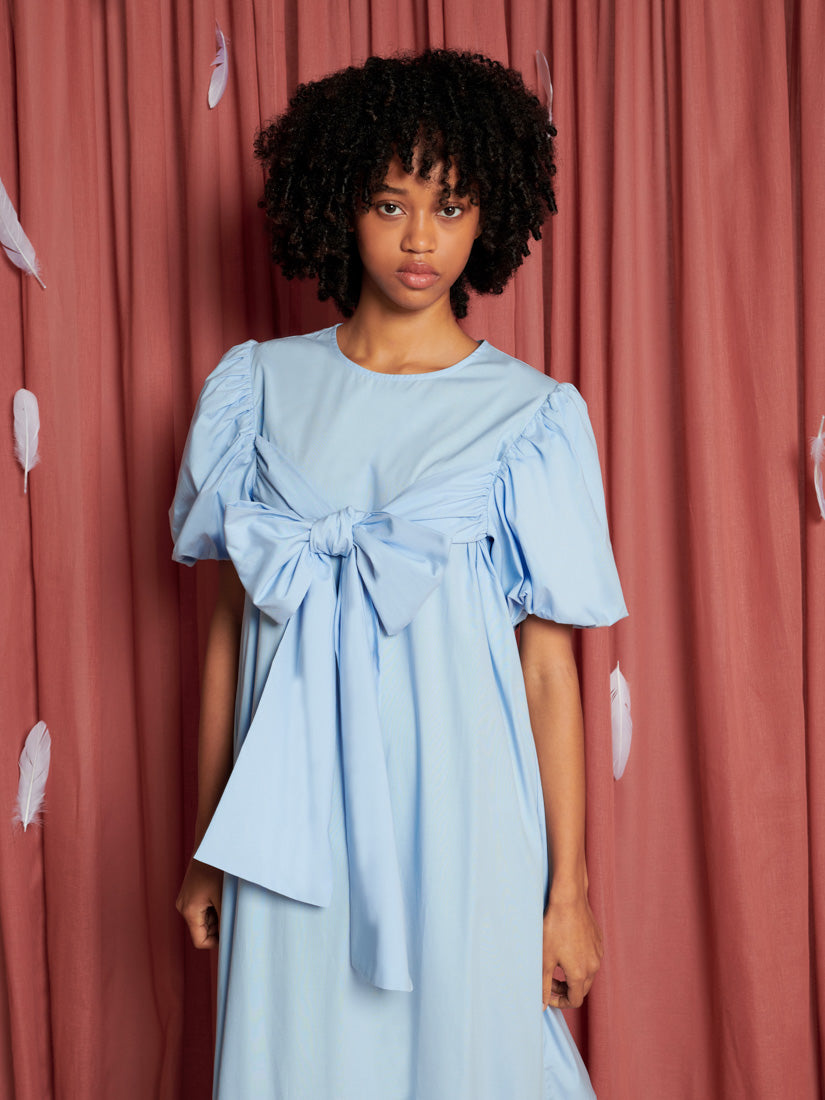 sister jane ruffle ready bow midi dress Sister Jane Grassland Bow-Tie Strap Shirred Midi Dress