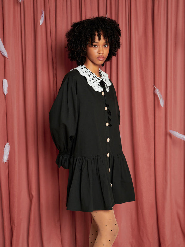 oversize mini dress Marion Oversized Puff Sleeve Babydoll Mini Dress