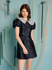 Buoy Jacquard Mini Dress Navy Blue / Z