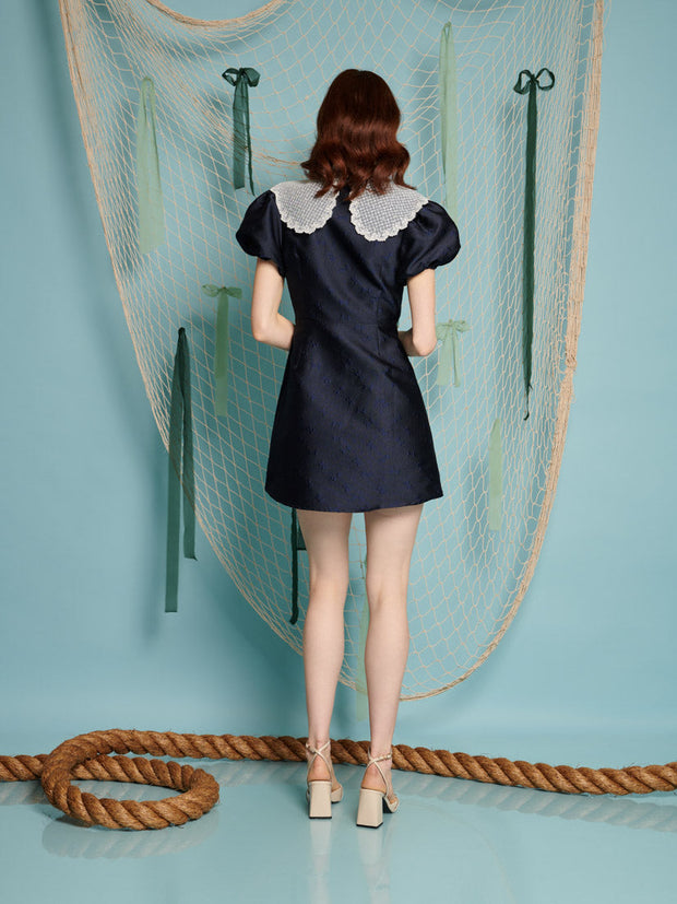 Buoy Jacquard Mini Dress Navy Blue / Z