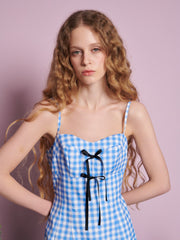 Lavender Gingham Mini Dress Blue Gingham / Z