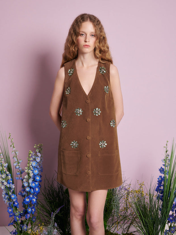 Budding Jewel Mini Dress Chocolate Brown / Z