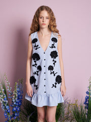 Dorie Crochet Floral Mini Dress Cornflower Blue / Z